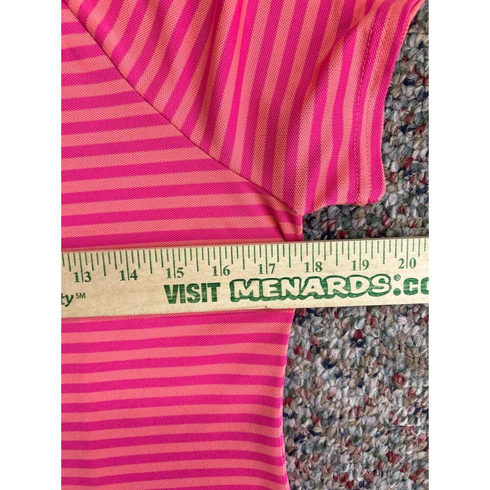Jofit Womens NWOT Pink Coral Striped Performance 1/4 Zip SS Golf Polo Shirt Sz M - Picture 9 of 10